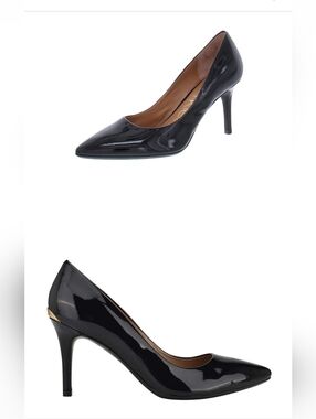 Calvin Klein Gayle Pointed Toe Pumps - Black Patent Leather - Size 9
